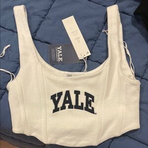 Women's Zara YALE White Crop Top